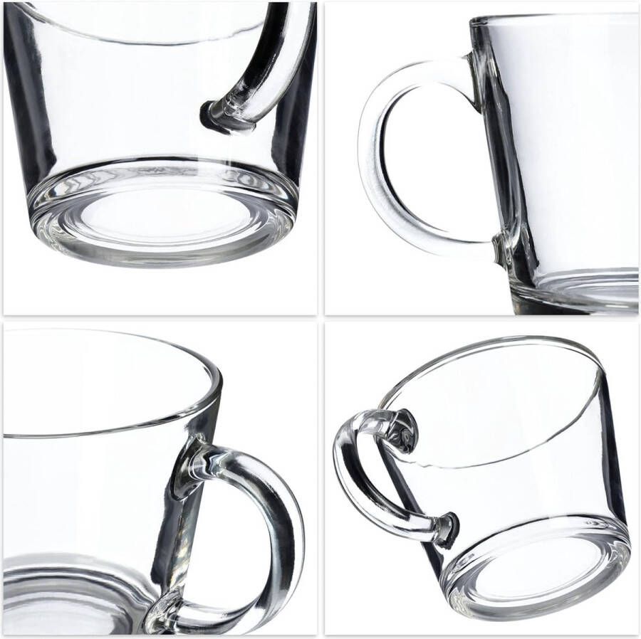 Set van 6 glazen kopjes sapglazen glazen voor thee koffie water ijsthee sap drinkglazen koffieglazen (Pia 380 ml)