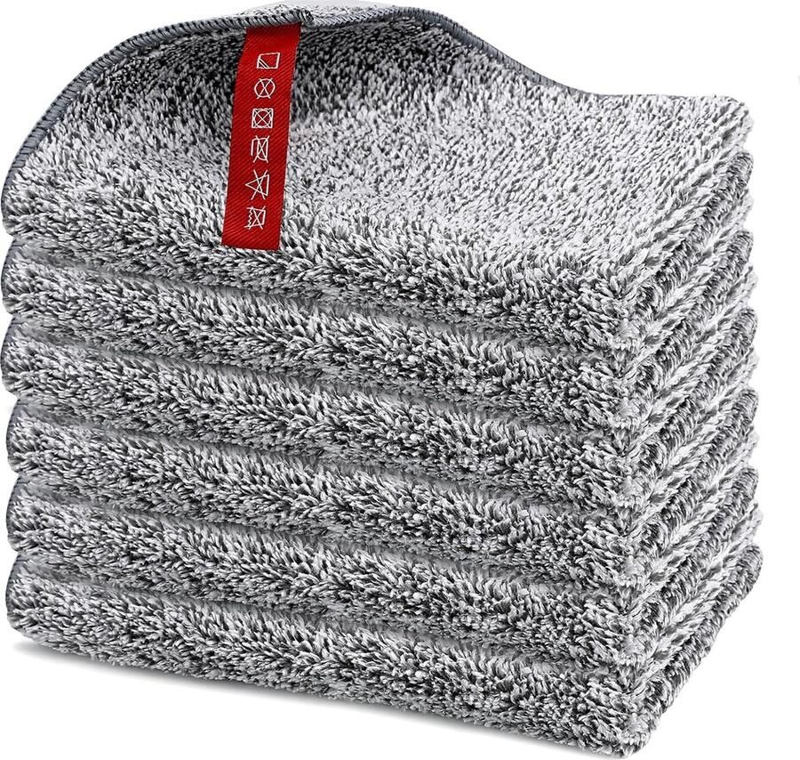 Set van 6 microvezel keukenhanddoeken grijs set van 6 theedoeken keukendoeken super absorberende theedoeken pluisvrij verdikt 30 cm × 40 cm