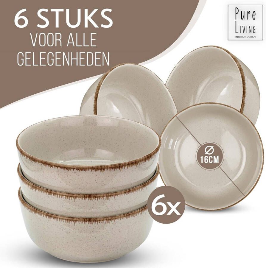 Set van 6 moderne mueslischalen in aardewerk stijlvolle kleine schalenset mueslikommen soepkommen en dessertkommen