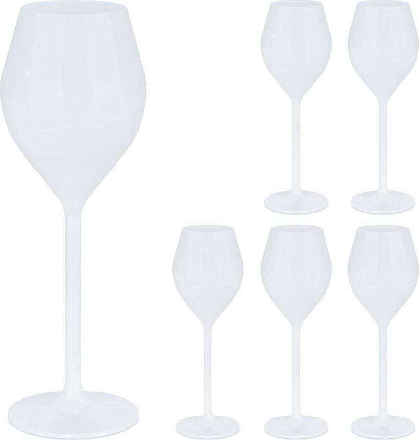 Set van 6 plastic wijnglazen BPA-vrij onbreekbare champagneglazen voor camping 120 ml wit