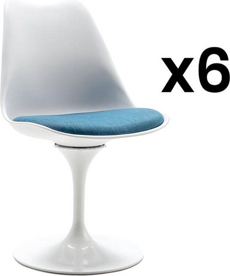 Set van 6 stoelen Polypropyleen en metaal Blauw en wit XAFY L 49 cm x H 82 cm x D 56.5 cm
