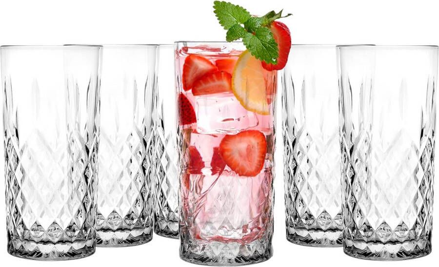 Set van 6 stuks Longdrinkglazen Drinkglazen Highball glazen Waterglazen Cocktailglazen Ideaal voor thuis restaurant en feesten Klassieke vorm