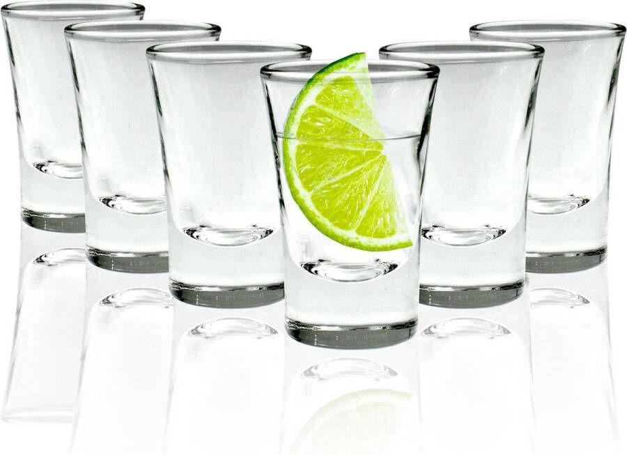 Set van 6 Zware Bodem Shotglazen 25ml Heldere Kleine Shotglazen voor Jager Bomb Shots Jello Shots Tequila Bar Glassware Drinking Shots