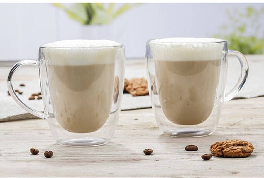 Merkloos Sans marque Set van 6x dubbelwandige koffieglazen cappuccino glazen 270 ml Dubbelwandige glazen voor cappuccino