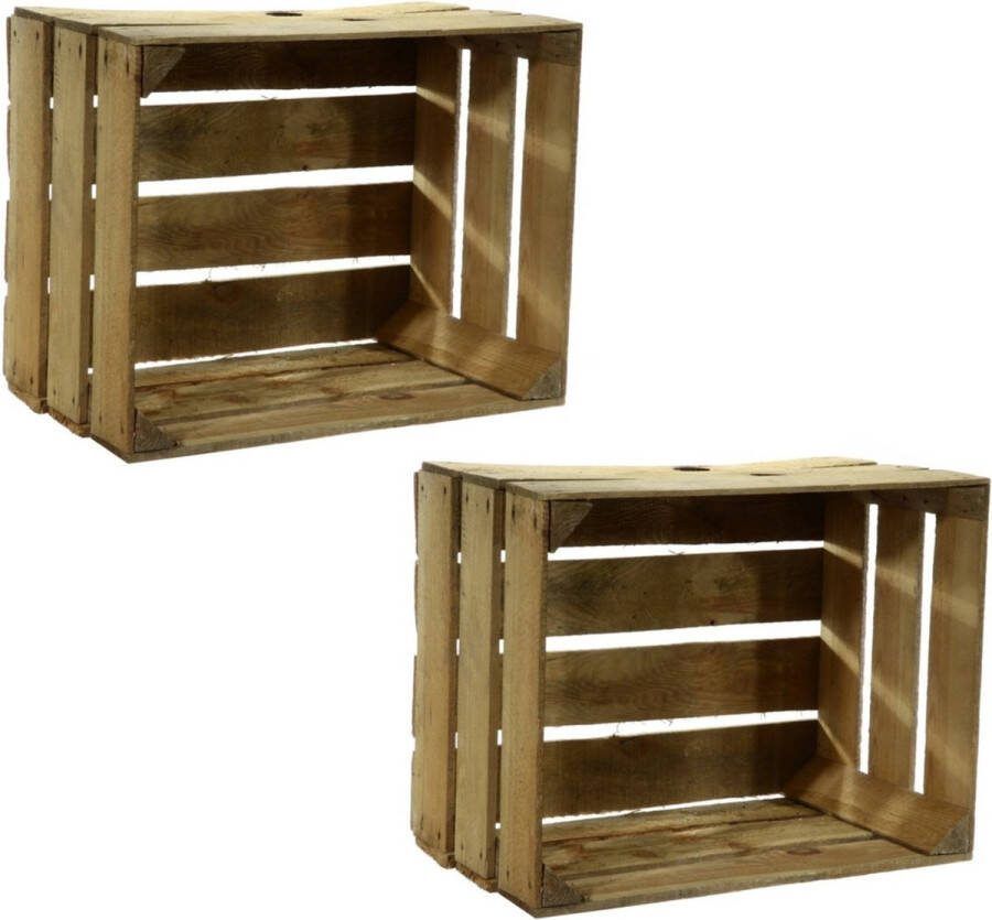 Set van 6x stuks gebruikte houten fruitkisten 30 x 40 x 50 cm Decoratie voor huis en tuin Opbergen kisten kist
