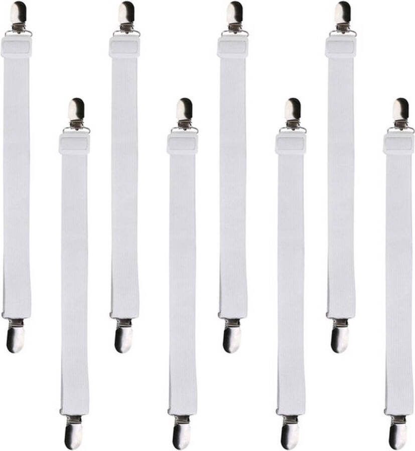 Set van 8 verstelbare lakenriemen (30-120 cm) Elastische lakenspanners met metalen clips Voor lakens strijkplank matras of bank