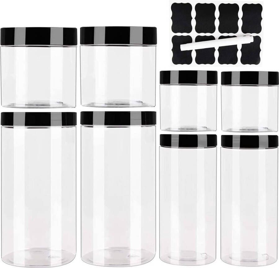 Set van 8 voorraaddozen keuken opbergdoos voor de keuken met luchtdicht deksel vershouddozen van kunststof BPA-vrij voorraaddozen met etiketten en marker