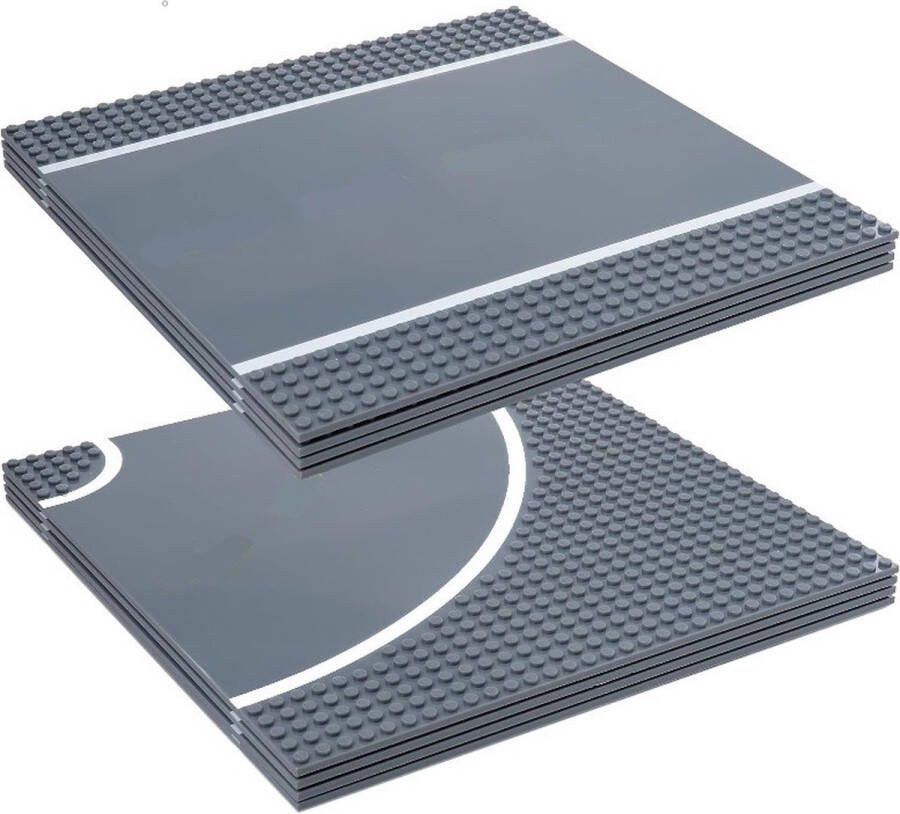 Set Wegplaten geschikt voor LEGO 8 Stuks Race baan Lego Wegen Bouwplaten Straat Bouw Platen Weg Plaat Voor Classic Bouwstenen