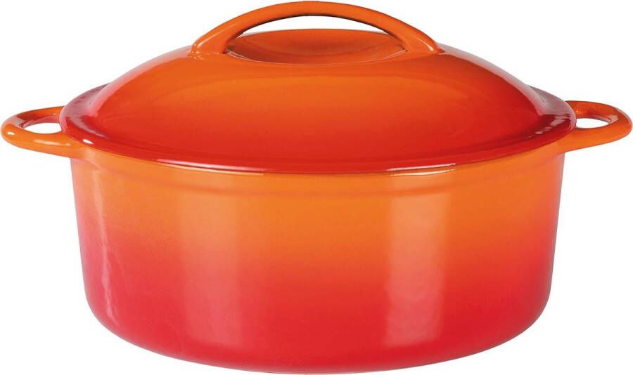 Shadow steelpan met deksel 24cm ca. 4 0 liter gietijzer oranje crème 24 cm