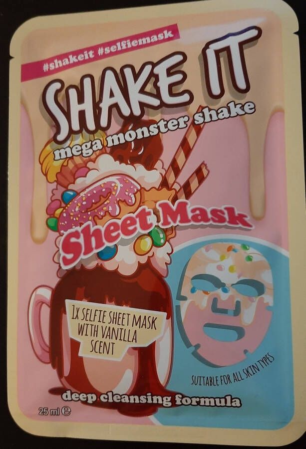 Shake it Selfiemask milkshake vanille face mask gezichtsmasker deep cleansing tissue masker