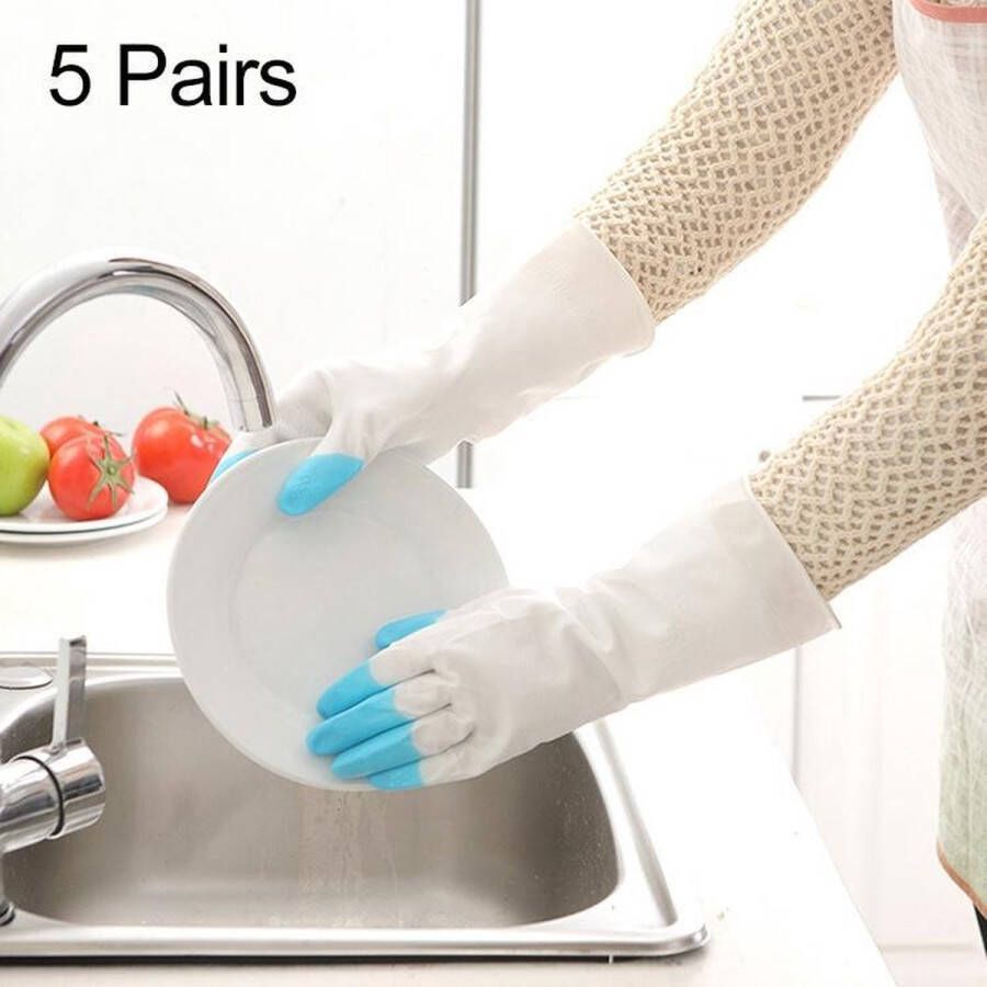 Shark huishoudelijk schoonmaken PVC Latex handschoenen waterdicht roze 5 paar