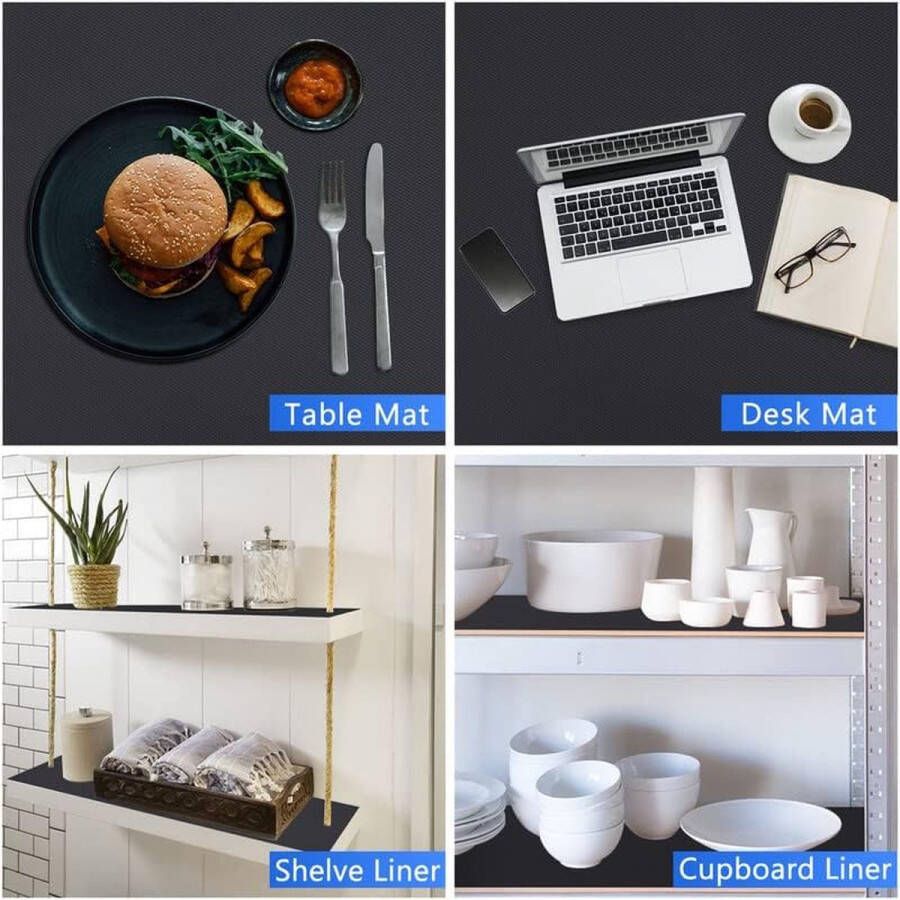Shelf Liner Keukenladematten niet-klevende EVA-koelkastbekledingen met waterdichte duurzame koelkasttafel placemats voor kast ladebekleding (zwart 44 5 cm x 1000 cm)