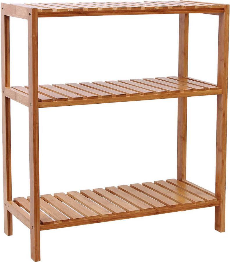 Merkloos Sans marque Signature Home Shell badkamerplank badkamer plank keukenplank schoenenrek bamboeplank 60 x 26 x 66 cm ideaal voor badkamer woonkamer hal keuken balkon