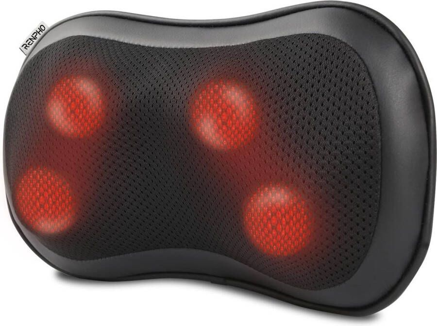 Shiatsu Massagekussen RENPHO Massage Nek- en Rugmassager met Warmte Diep Knedende Massager 3 Snelheden voor Spierpijnverlichting Schouder Nek Rug voor Thuiskantoor Auto