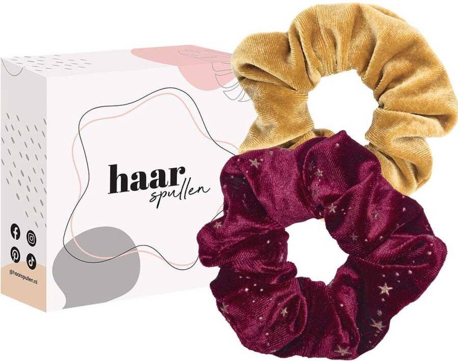 Shine Like A Star Scrunchie Duo Set Burgundy Star & Gold