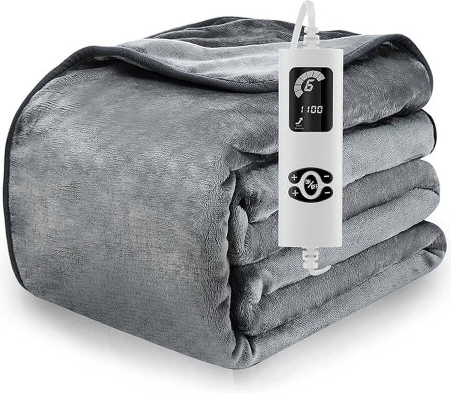 ShopGlobe Warmte deken Elektrische deken 6 standen Grijs Afstandsbediening