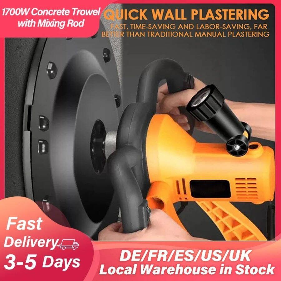 Shoppee polijstmachine Polijstmachines Elektrisch Beton Cement Mortel Troffel Muur Gladmakende Polijstmachine 1700W 80-600Rpm Gips Gladmakend Gereedschap Met Mengstaaf