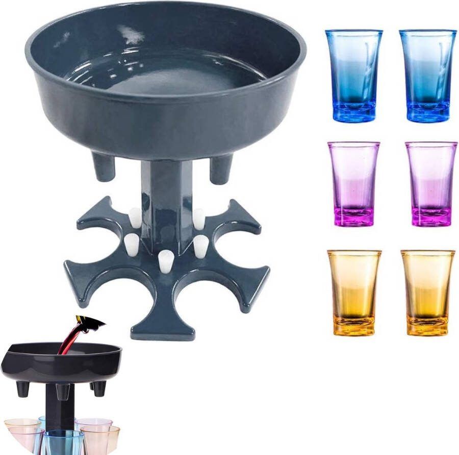 Shotdispenser + 6 shotglaasjes Shot Fontein Glass Dispencer Drank Dispencer Shotdispencer Shotjesmaker Alcoholdispencer Shotglazen Dispenser Drank