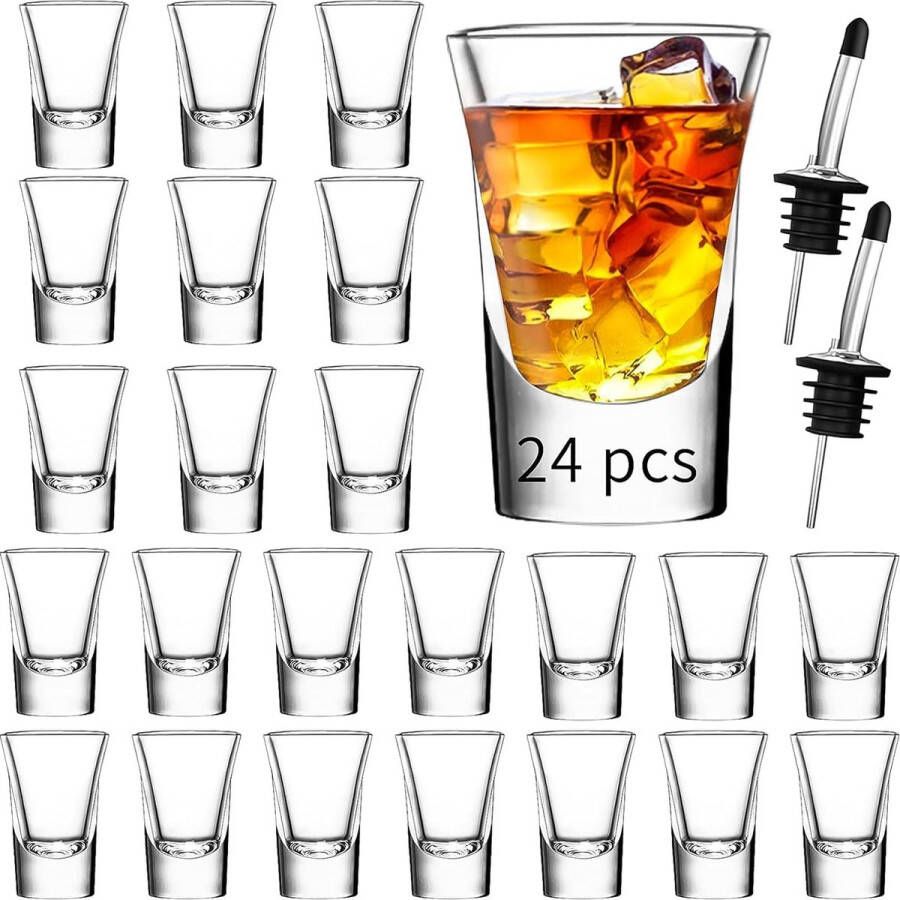 Shotglazen set van 24-1.2 oz 35ml helder borrelglas met zware basis Rock Shot glazen bulk voor cocktail wodka espresso's likeuren tequila en desserts (24 stuks)