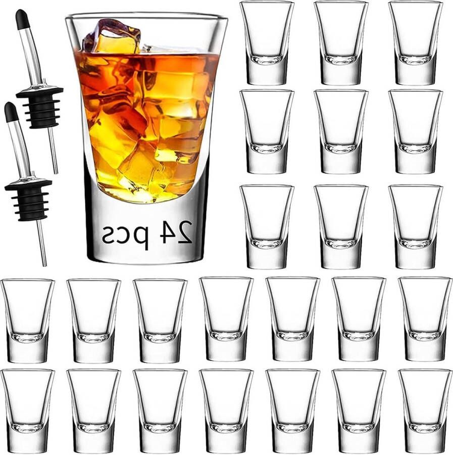 Shotglazen set van 24 Rock Shot glazen 1.2 oz 35ml helder borrelglas met zware basis bulk voor cocktail wodka espresso's likeuren tequila en desserts
