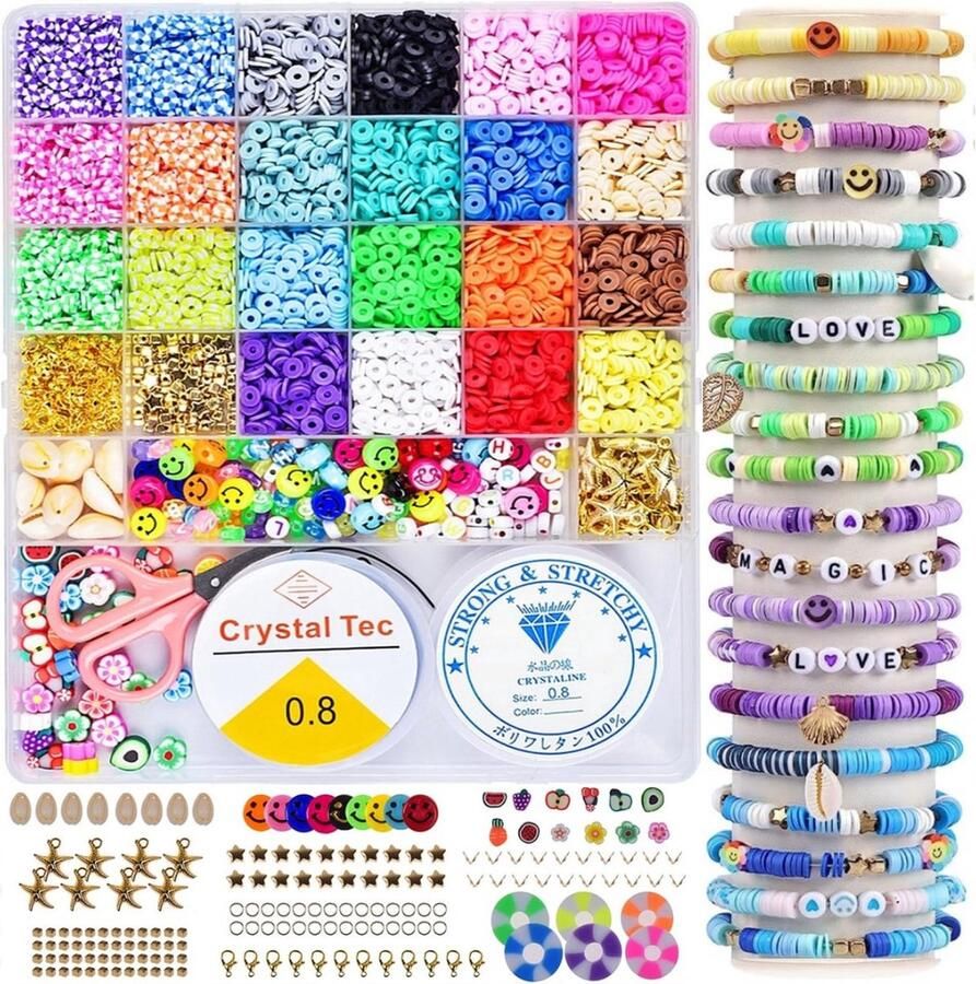 Sieraden maken 4800 Stuks kralen voor armbanden 6mm armband kettingen zelf maken sieraden DIY sieradenset voor kinderen en volwassenen kleurrijke letter kralen smiley kralen