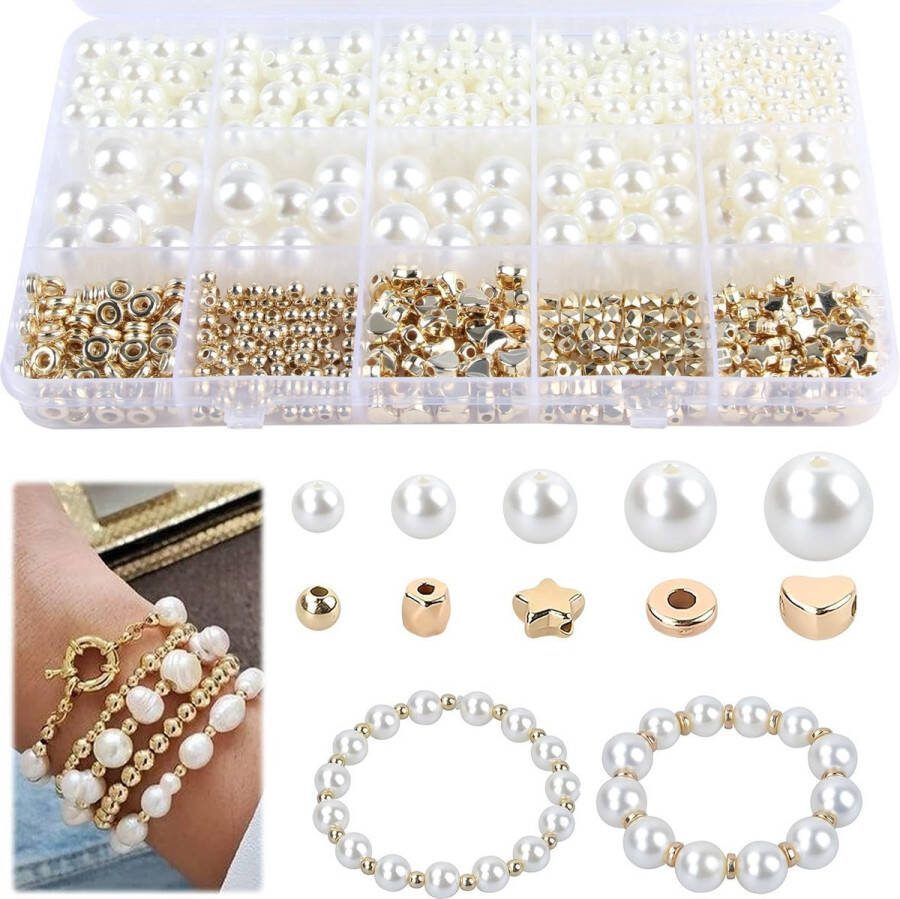 Sieraden maken 720 stuk kralen Set voor armbanden DIY sieraden DIY Set met kralen en gouden kralen cadeaus voor meisjes