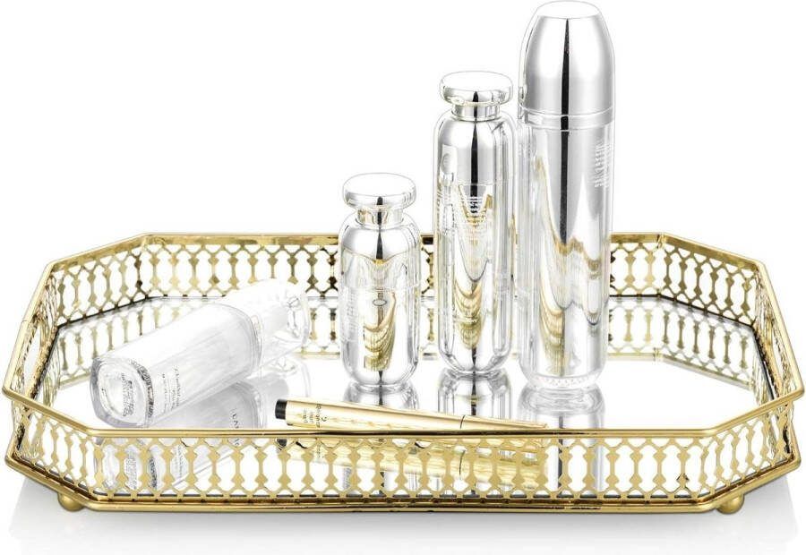 Sierlijke Metalen Spiegel Decoratie Gouden Rechthoek Kaarshouder Bruiloft Cupcake Lade Multifunctionele Opbergplaat Fruit Trays Cosmetica Sieraden
