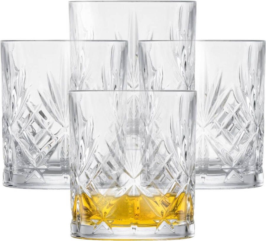 Sierlijke tumbler whiskyglas set van 4 reliëf vaatwasmachinebestendig kristalglas