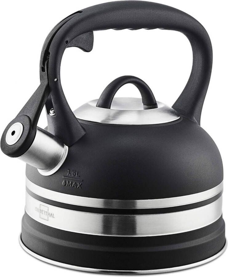 Waterketel camping 2 3 l – roestvrij stalen fluitketel – ideale waterkoker voor op reis – zwart