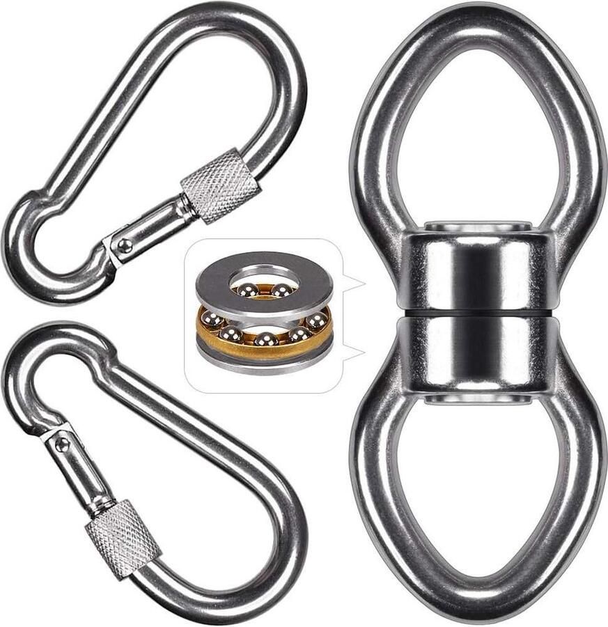 Silent Bearing Swing Swivel 544 kg maximaal draagvermogen roestvrij staal 360 graden draaibaar-hangstoel klimtouw yoga kinderschommel