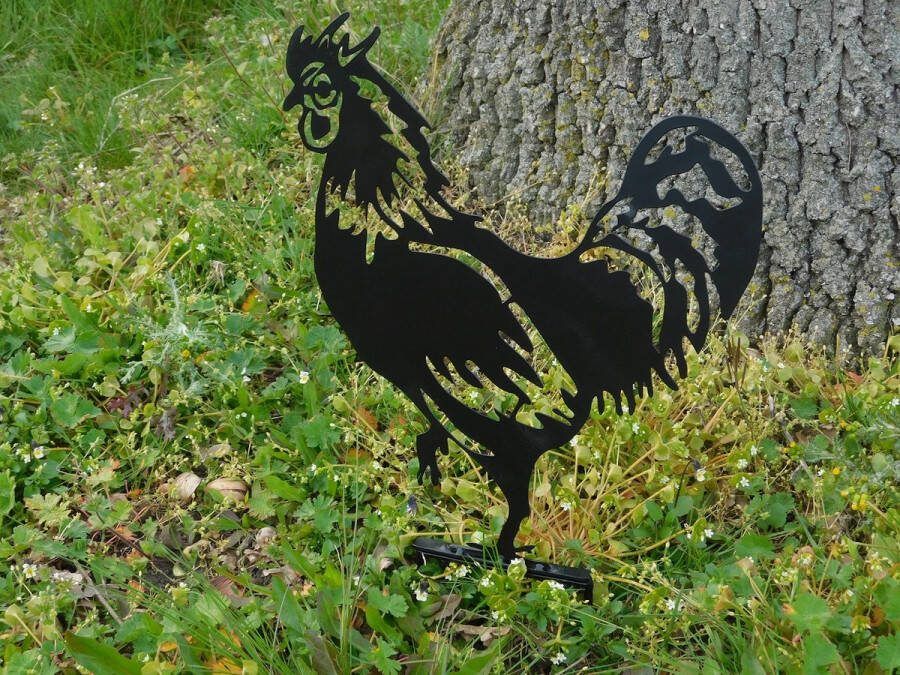 ETW Silhouette haan metaal mat-zwart -met tuinsteker