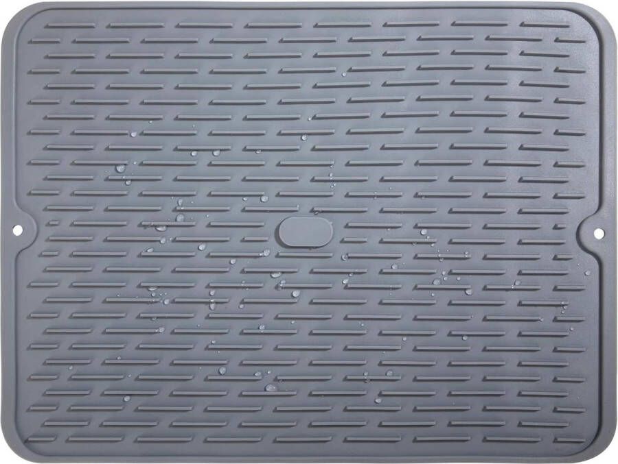 Silicone afdruipmat hittebestendig en antislip voor keuken drogen van mokken grijs 40 x 30 cm