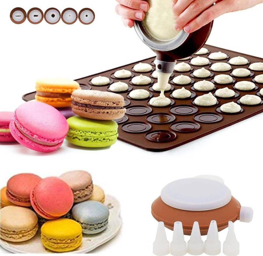 Silicone Bakmat 48 Stuks Anti-aanbaklaag Siliconenvorm met Decoratiestift 5 Spuitmonden voor Cupcake Dessert