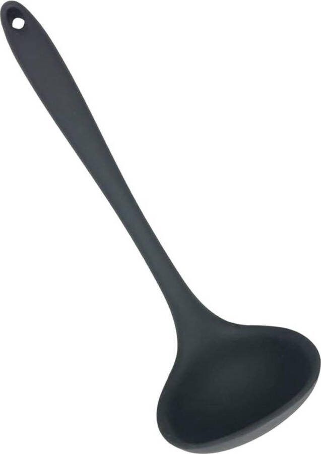 Silicone pollepel groot 100% pure siliconen flexibel hittebestendig voor levensmiddelen zwart