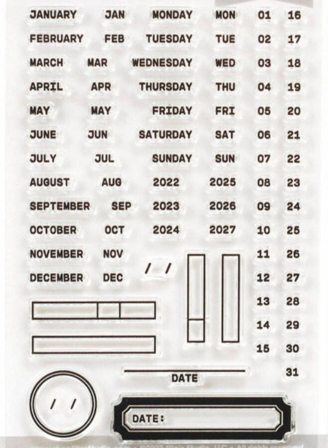 Silicone Stempel Data Datum Week Dag Maand Jaar Stempel Voor Hobby Bullet Journal Scrapbook Datum Stempels