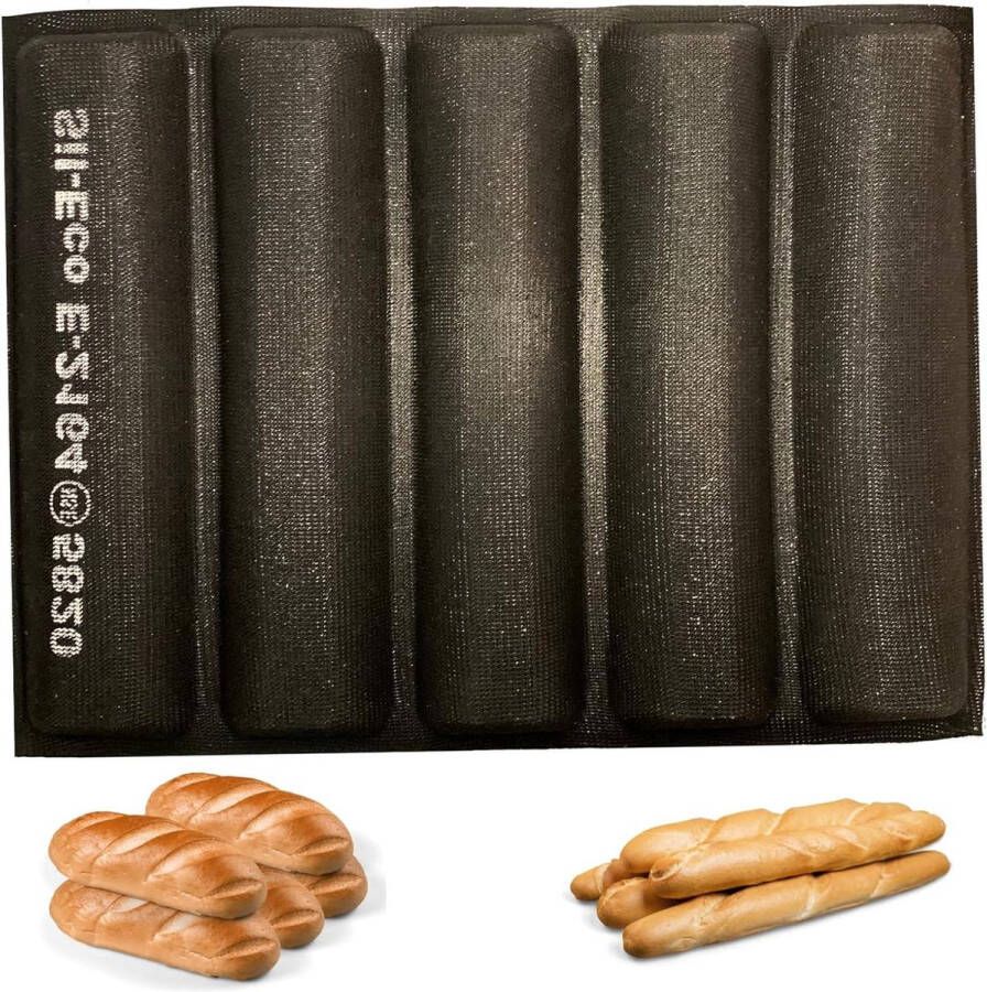 Siliconen Baguettevorm 5 herbruikbare anti-aanbaklaag broodvormen geweven glasvezel Frans brood