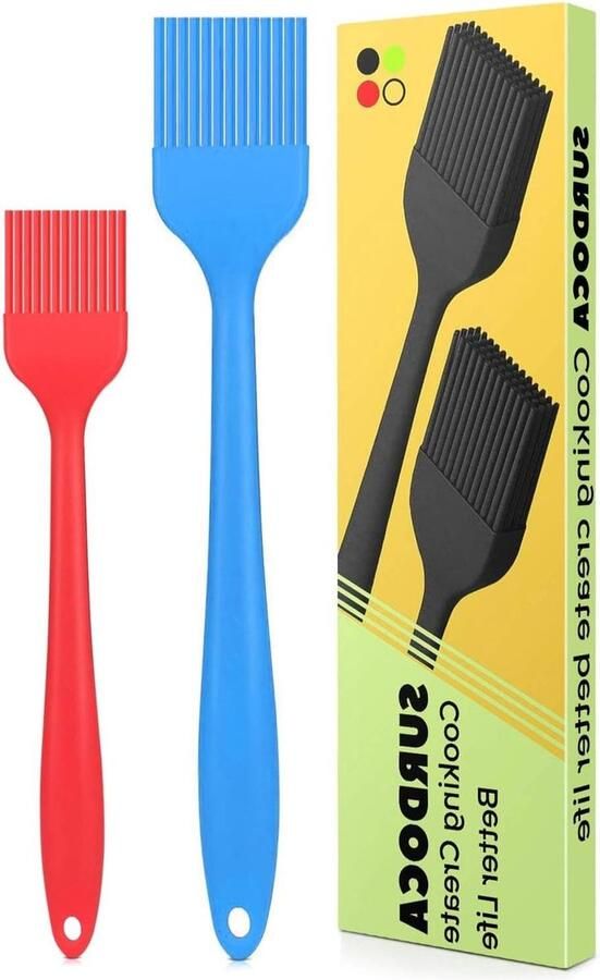 Siliconen bakkwast keukenkwast 22 cm + 25 cm BPA-vrij Hittebestendig Voor bakken en barbecue 230 graden Celsius Kookkwast Keuken