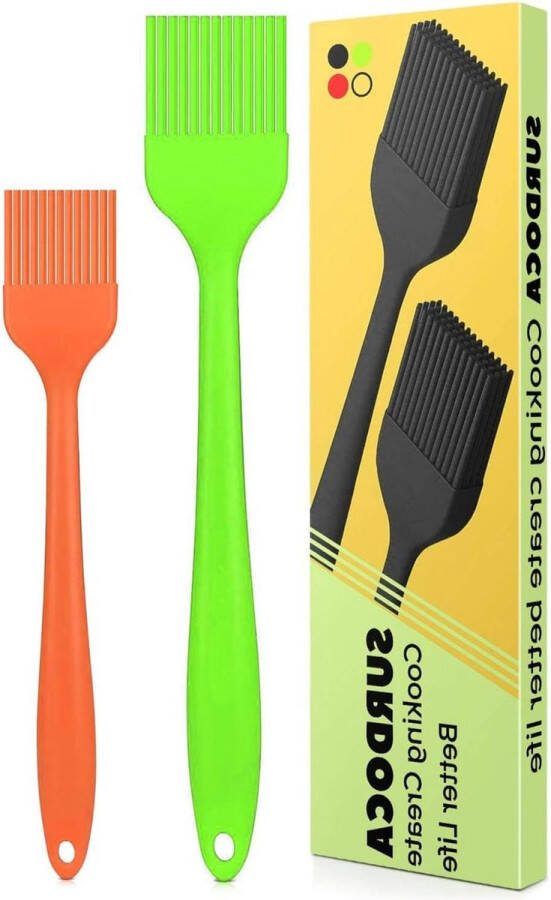 Siliconen bakkwast keukenkwast kookkwast BPA-vrije 22 cm + 25 cm hittebestendige borstel voor bakken en barbecue