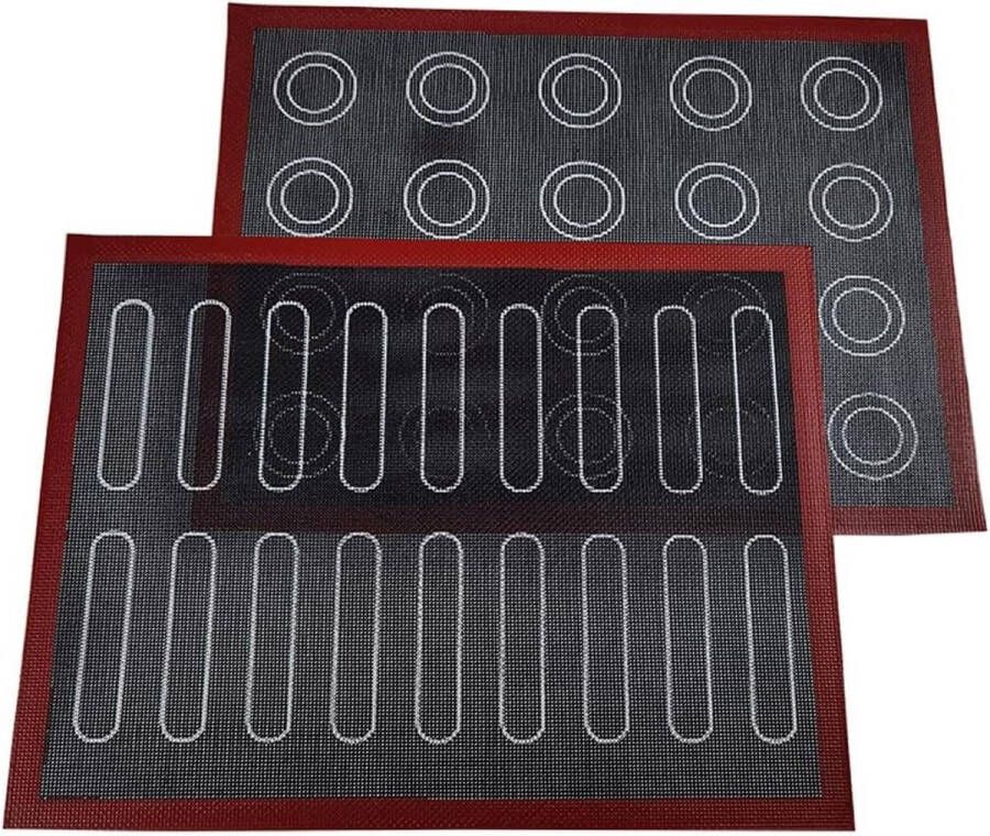 Siliconen bakmat 2 stuks microgeperforeerd anti-aanbaklaag hittebestendig herbruikbaar keukenhulp bakpapier_REPLACE_THIS_TEXT
