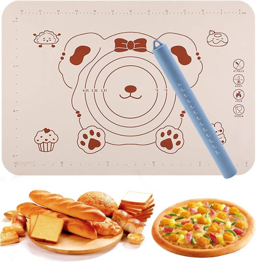 Siliconen bakmat 64 x 45 cm anti-aanbak deegroller voor pizza deeg koekjes RVS