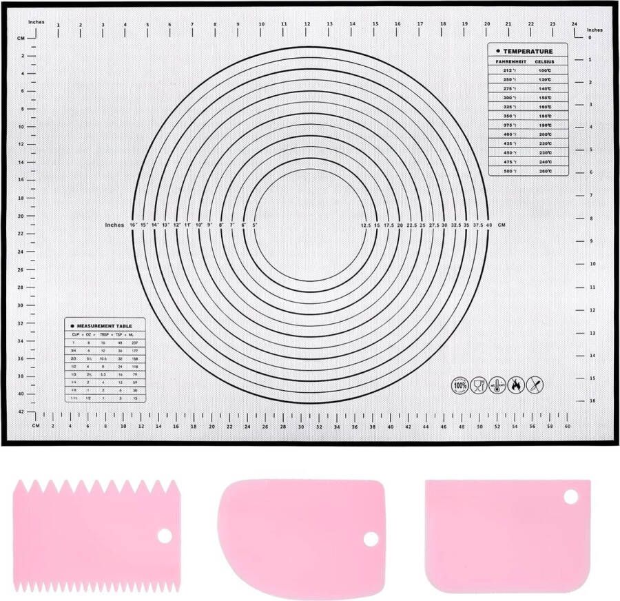 Siliconen bakmat bakaccessoires voor deeg fondant bitterkoekjes koekjes pizza (siliconen bakmat 60 x 40 cm zwart)