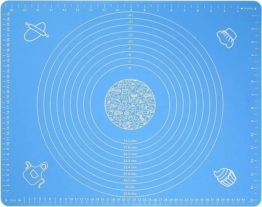 Siliconen bakmat BPA-vrij non-stick met metingen fondant deeg gebak bakmat deegmat herbruikbaar voor fondant gebak pizzamat 60 x 40 cm rood