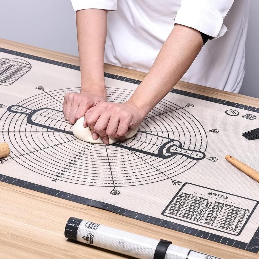 Siliconen bakmat extra groot 91 x 61 cm Afmetingen Anti-aanbak mat Deegmat Bakonderlegger Uitrolmat Fondant Grijs