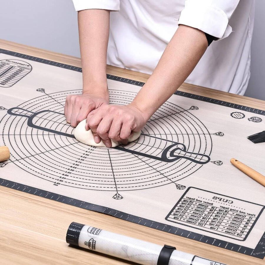 Siliconen bakmat Extra groot 91 x 61 cm Anti-aanbak Deegmat Bakonderlegger Ovenmat Grijs