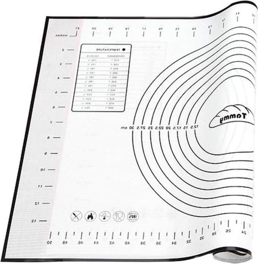 Siliconen Bakmat Gebak Rolling Mat Extra Dik Niet Stick Bakmat Meting Fondant Mat 40 X 60Cm Zwart Schraper