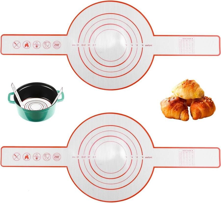 Siliconen bakmat met lange handgrepen 2 stuks herbruikbare ronde bakmat bakmatten voor Dutch Oven brood bakaccessoires