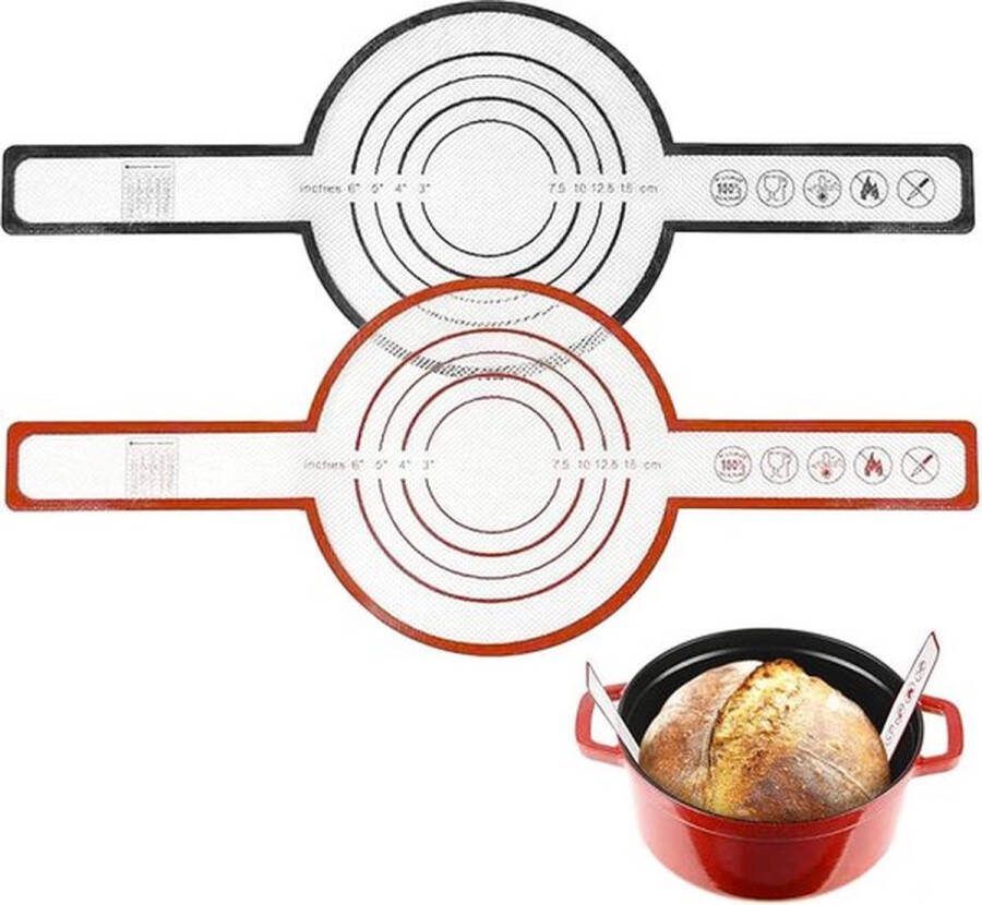 Siliconen bakmat met lange handgrepen voor Dutch Oven en broodbakken bakpapier vervanger deeg uitrolmat voor gemakkelijke overdracht bakken en brood maken
