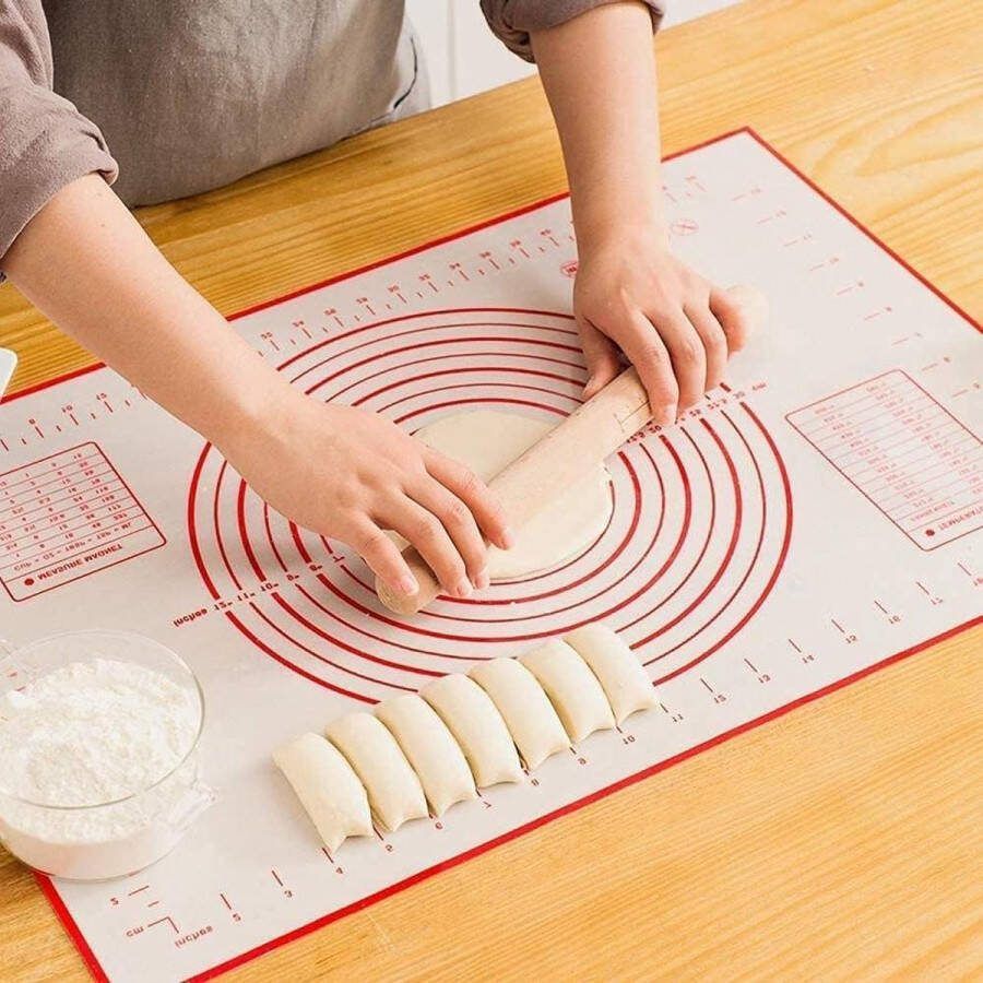 Siliconen bakmat met metingen voor fondant deeg BPA-vrij en herbruikbaar 60 x 40 cm Rood