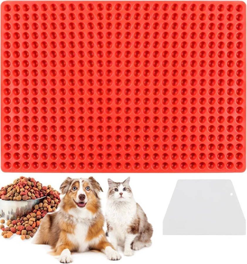 Siliconen bakmat mini-halfronde bakmatten met 468 holtes voor hondenkoekjes bakmat hondenkoekjes siliconenmat met 1 deegspatel bakmat voor hondensnoepjes BPA-vrij rood