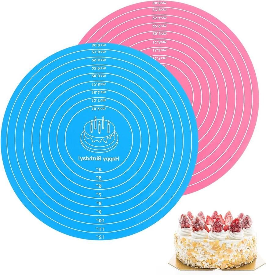 Siliconen Bakmat Ronde Grote Bakmat Anti-aanbaklaag Deegrolmat Bakmat Koekjes Macarons Brood Roze Blauw